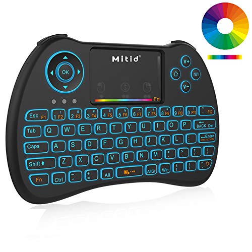 Mitid Wireless Mini Keyboard RGB Backlit 2.4G Remote with Mouse Touchpad Combos for Computer, Google Android TV Box, IPTV, HTPC, KODI, Raspberry Pi