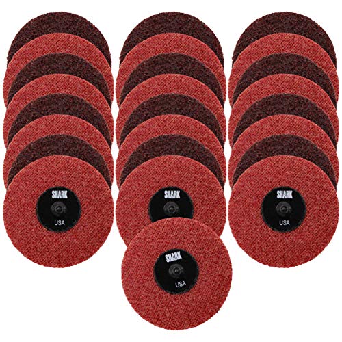 Shark Industries PN-13020 25-Pack Burgundy/Medium Quick Change Surface Conditioning Discs, 3 Diameter  Medium Grit for Sanding, Finishing, Rust Removal & More on All Metals (25 Discs)