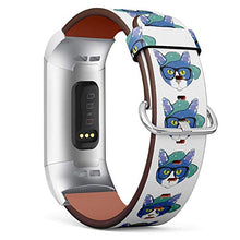 Load image into Gallery viewer, Replacement Leather Strap Printing Wristbands Compatible with Fitbit Charge 3 / Charge 3 SE - Funny Cartoon Wearing Glasses
