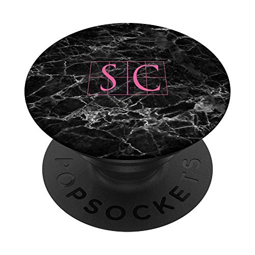 Black Marble With Custom Hot Pink Initials SC