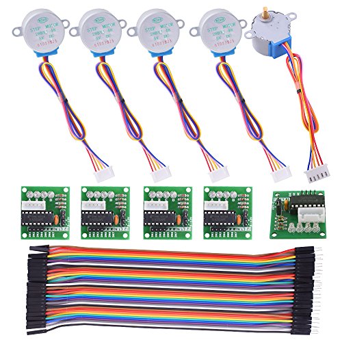 kuman Stepper Motor for Arduino 5 Sets 28BYJ-48 ULN2003 5V Stepper Motor + ULN2003 Driver Board + Better Dupont Wire 40pin Male to Female Breadboard Jumper Wires Ribbon Cables K67