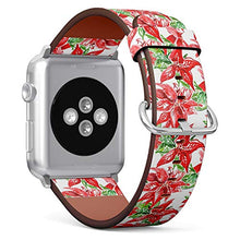 Load image into Gallery viewer, Compatible with Small Apple Watch 38mm, 40mm, 41mm (All Series) Leather Watch Wrist Band Strap Bracelet with Adapters (Big Poinsettia Flowers)

