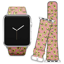 Load image into Gallery viewer, Compatible with Apple Watch iWatch (38/40 mm) Series 5, 4, 3, 2, 1 // Soft Leather Replacement Bracelet Strap Wristband + Adapters // Healthy Food Avocado
