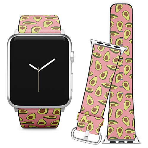Compatible with Apple Watch iWatch (38/40 mm) Series 5, 4, 3, 2, 1 // Soft Leather Replacement Bracelet Strap Wristband + Adapters // Healthy Food Avocado