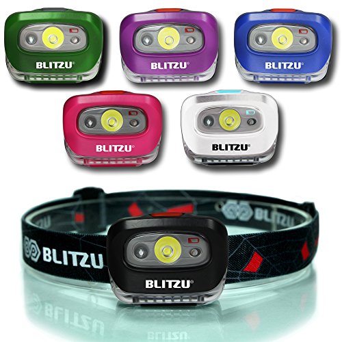 Blitzu Led Headlamp Flashlight For Adults And Kids   Waterproof Super Bright Cree Head Lamp With Red