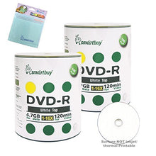Load image into Gallery viewer, Smartbuy 200-disc 4.7GB/120min 16x DVD-R White Top Blank Media Record Disc + Free Micro Fiber Cloth
