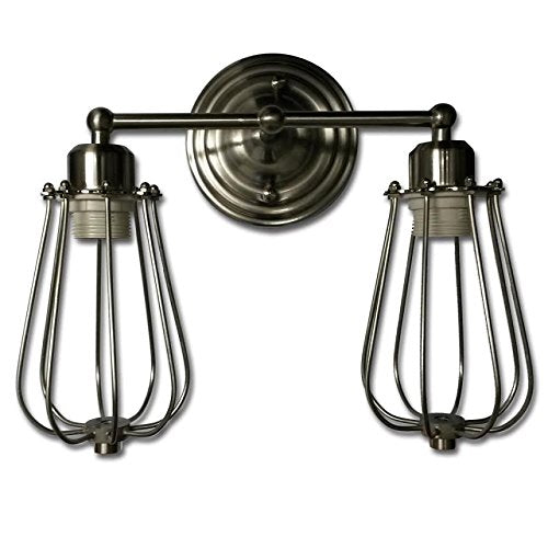 String Light Company DWLN08 Antique Double Wall Lamp with Nickel Finish, 11