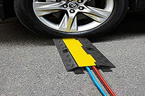 BestEquip Rubber Cable Protectors Heavy Duty Wire Hose Cord Protective Cover Ramps Floor Driveway Speed Bump, 3 Pack 2 Channel 11000lbs