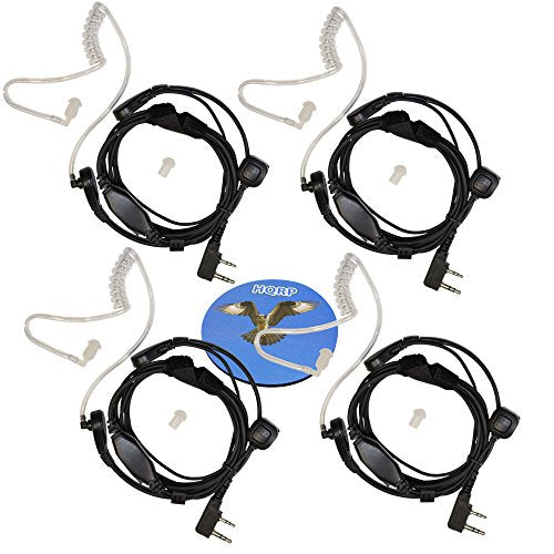 HQRP 4-Pack Acoustic Tube Earpiece PTT Throat Mic Headset for PUXING PX-777 / PX-777+ / PX-666 / PX-888 / PX-888K / PX-328 / PX-333 / PX-999 / PX-555 + HQRP Coaster