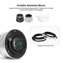 Load image into Gallery viewer, 7artisans 25mm F1.8 APS-C Manual Fixed Lens for Fuji Cameras X-A1 X-A10 X-A2,X-A3 X-at X-M1 XM2 X-T1 X-T10 X-T2 X-T20 X-Pro1 X-Pro2 X-E1 X-E2 X-E2s (Silver)
