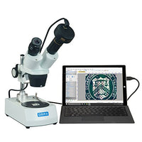 OMAX 20x-40x Binocular Stereo Microscope with Dual Lights and 5MP Camera