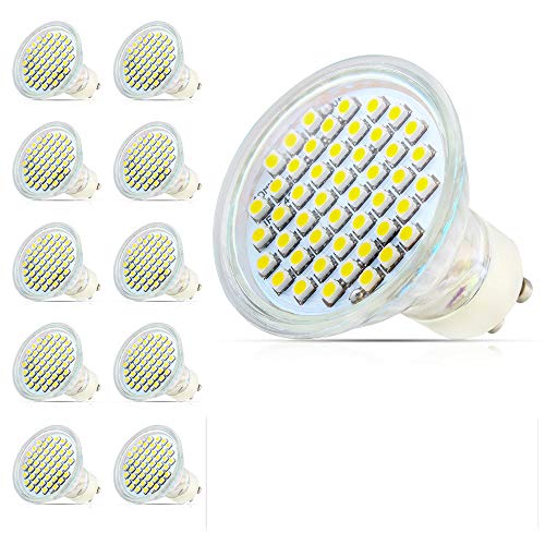 Mengjay 10 Pcs GU10 2.5W 110V 48 SMD 2835 LED spot Spotlight Energy Saving lamp Bulb Light Bulbs Warm White 3000K (Replaces 20W Halogen Lamps, 120  Radiation Angle, LED Bulbs, LED Bulbs)