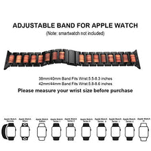 Load image into Gallery viewer, iiteeology Compatible with Apple Watch Band 49mm 45mm 44mm 42mm, Natural Wooden Stainless Steel Link Bracelet Strap for Apple Watch Ultra &amp; SE Series 8 7 6 Series 5 4 3 2 1 - Black
