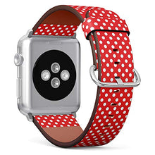 Load image into Gallery viewer, Compatible with Big Apple Watch 42mm, 44mm, 45mm (All Series) Leather Watch Wrist Band Strap Bracelet with Adapters (White Polka Dot Red)
