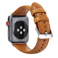 KADES for Apple Watch Band 42mm, Leather for Apple Watch Band 44mm Series 4 iWatch Bands 42mm (Brown, with Silver Hardware)