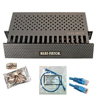 Neat Patch 2U Cable Management Kit - 2 Packs w/ 48 CAT6 Patch Cables (2FT Blue)
