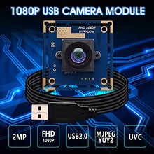 Load image into Gallery viewer, 100fps USB Camera Module 1080p Webcam,2MP FHD CMOS OV2710 Web Cam Module High Speed Webcamera,High fps 30fps 60fps 2.1mm Lens Embedded Camera Board Module Support IR Cut for Windows,Mac,Raspberry Pi
