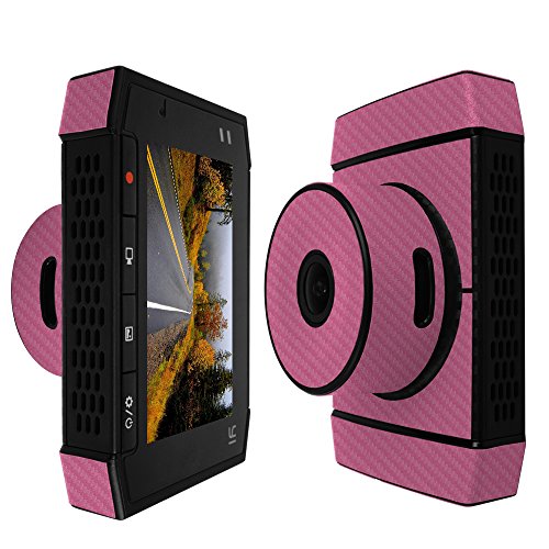 Skinomi Pink Carbon Fiber Full Body Skin Compatible with Yi 2.7K Ultra Dash Cam (Full Coverage) TechSkin with Anti-Bubble Clear Film Screen Protector