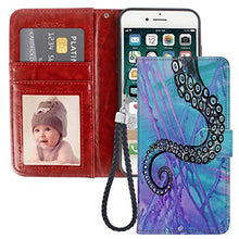 Load image into Gallery viewer, iPhone 6 Wallet Case, iPhone 6S Wallet Case Watercolor Octopus Pattern Design Protective PU Leather Flip Cover with Credit Card Slots and Side Cash Pocket+Magnetic Clasp Closure
