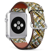 Load image into Gallery viewer, S-Type iWatch Leather Strap Printing Wristbands for Apple Watch 4/3/2/1 Sport Series (38mm) - Hand Drawn Gold Glitter Textured Brush Strokes and Stripes Pattern
