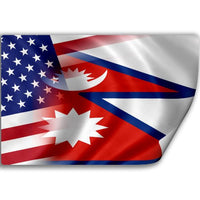 ExpressItBest Sticker (Decal) with Flag of Nepal and USA (Nepalese, Nepali)