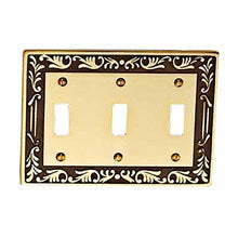 Load image into Gallery viewer, Victorian Switch Plate Triple Toggle Antique Solid Brass | Renovator&#39;s Supply
