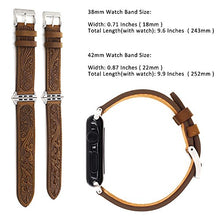 Load image into Gallery viewer, Ezzdo Band For Apple Watch Band 42mm, Leather Carved Handmade Bump Retro Genuine Leather Flower Replacement Strap For Men Women Brown Bracelet For Iwatch 38mm 42mm Series 1/2/3 (Retro Brown 38mm)
