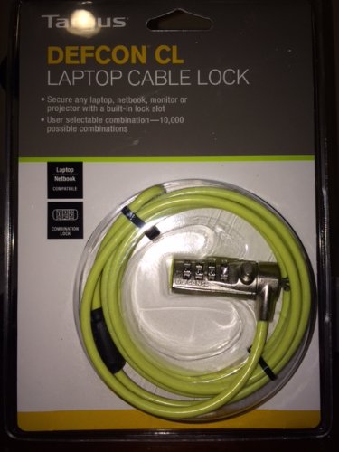 Defcon CL Laptop Cable Lock with Combination - 6.5 feet - Lime Green