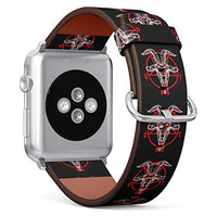 S-Type iWatch Leather Strap Printing Wristbands for Apple Watch 4/3/2/1 Sport Series (38mm) - Pentagram with Demon Baphomet Satanic Goat Head?