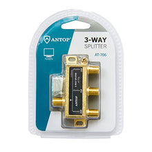 Load image into Gallery viewer, 3 Way TV Signal Splitter,ANTOP Digital Coax Cable Splitter 2GHz- 5-2050MHz High Performance for Satellite/Cable TV Antenna
