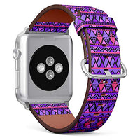 S-Type iWatch Leather Strap Printing Wristbands for Apple Watch 4/3/2/1 Sport Series (38mm) - Geometric Pattern with Tribal Texture