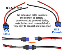 Load image into Gallery viewer, EC5 Male Connector to EC5 Female Connector with SecureGrip Cover and Silicone Rubber Insulated 10AWG Wires DC Power Cable
