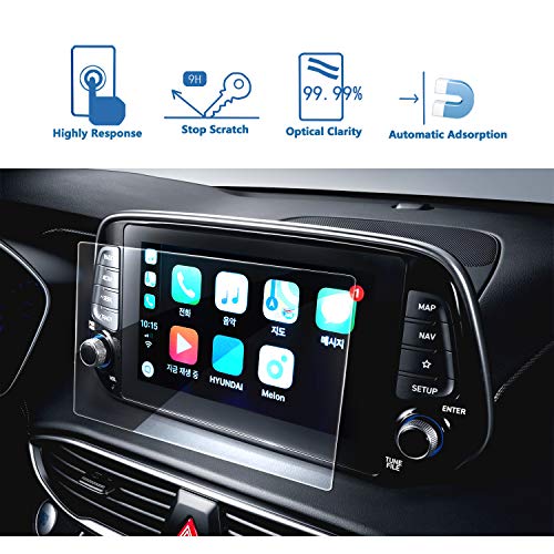 LFOTPP Navigation Screen Protector for 2019 Santa Fe 8 Inch, Clear Tempered Glass Car Display Touch Infotainment Screen Scratch-Resistant Extreme Clarity