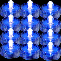 TDLTEK Waterproof Submersible Led Lights Tea Lights for Wedding, Party, Decoration (12 Pieces Blue)
