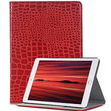 Load image into Gallery viewer, iPad Pro 10.5 Case 2017,elecfan Men Women Crocodile Pattern PU Leather Ultra Slim Lightweight Book Style Folio Stand Case Protective Smart Cover for Apple iPad Pro 10.5 - Red

