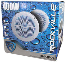 Load image into Gallery viewer, Rockville Rmc80lb 8 Inch 800W 2-Way Black Marine Speakers W Multi Color LED + Remote
