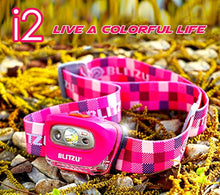 Load image into Gallery viewer, BLITZU Brightest Headlamp Flashlight Gear 165 Lumen with Bright White Cree Led + Red Runner Light for Kids, Men, Women. Perfect for Running, Camping, Home Projects, with Adjustable Headband Pink
