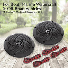 Load image into Gallery viewer, Low-Profile Waterproof Marine Speakers - 100W 4 Inch 2 Way 1 Pair Slim Style Waterproof Weather Resistant Outdoor Audio Stereo Sound System w/ Blue Illuminating LED Lights - Pyle (Black)
