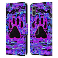 Head Case Designs Officially Licensed WondrousCre8tions Paw Print Splatter Graphic Prints Leather Book Wallet Case Cover Compatible with Apple iPhone X/iPhone Xs