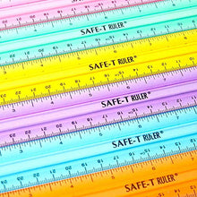 Load image into Gallery viewer, hand2mind 12 inch Multicolored, Transparent, Semiflexible Safe-T Plastic Rulers, Rainbow Plastic Rulers, Safety Ruler for Measurement, Safety Kids School Supplies, Straight Rulers (Pack of 24)
