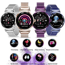 Load image into Gallery viewer, Newest H2 Fashion Smart Watch Women Lovely Bracelet Heart Rate Monitor Sleep Monitoring Smartwatch Connect iOS Android (White Silver)
