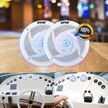 Load image into Gallery viewer, Pyle Marine Speakers - 4 Inch 2 Way Waterproof and Weather Resistant Outdoor Audio Stereo Sound System with LED Lights, 100 Watt Power and Low Profile Slim Style - 1 Pair - PLMRS43WL (White)
