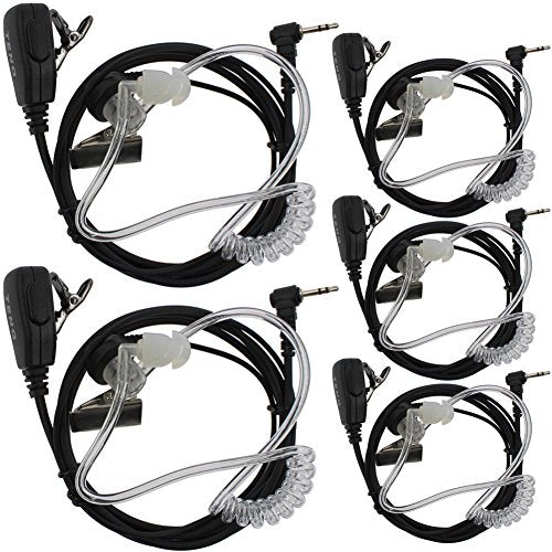 TENQ 5pack 1 Pin Covert Acoustic Tube Earpiece Headset for Motorola Cobra Talkabout Walkie Talkie Two Way Radio 1pin