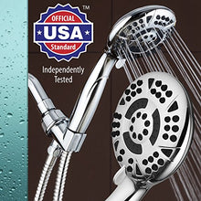 Load image into Gallery viewer, AquaDance High Pressure 6-Setting 4.15&quot; Chrome Face Hand Held Shower Head with Hose for Ultimate Shower Experience! Officially Independently Tested to Meet Strict US Quality &amp; Performance Standards
