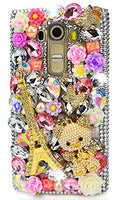 STENES Alcatel One Touch Fierce XL Case - Stylish - 100+ Bling Crystal - 3D Handmade Eiffel Tower Bear Rose Flowers Design Protective Case for Alcatel One Touch Fierce XL - Colorful