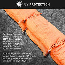 Load image into Gallery viewer, Sandbaggy Sandbags | 14 Inch x 26 Inch | High Visibility Orange Color | Military Grade | Tough 50 LB Capacity | Protects Homes &amp; Businesses From Flooding | Holds Down Traffic Signs &amp; Fencing (10 Bags)
