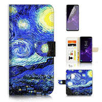 (for Samsung Galaxy S9) Flip Wallet Case Cover & Screen Protector Bundle - A0066 The Starry Night Van Gogh