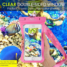 Load image into Gallery viewer, MoKo Waterproof Phone Pouch Holder [2 Pack], Underwater Phone Case Dry Bag with Lanyard Compatible with iPhone 14131211ProMaxX/Xr/Xs Max/SE 3, Samsung S21/S10/S9/S8 Plus, Black+Pink+Blue
