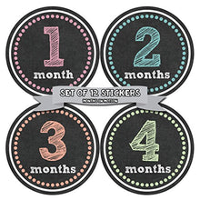Load image into Gallery viewer, Months In Motion Baby Month Stickers - Monthly Milestone Sticker for Girl - Onesie Month Sticker - Infant Photo Prop for First Year - Shower Gift - Newborn Keepsakes - Baby Gift Registry - Chalkboard
