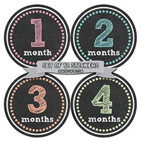 Months In Motion Baby Month Stickers - Monthly Milestone Sticker for Girl - Onesie Month Sticker - Infant Photo Prop for First Year - Shower Gift - Newborn Keepsakes - Baby Gift Registry - Chalkboard